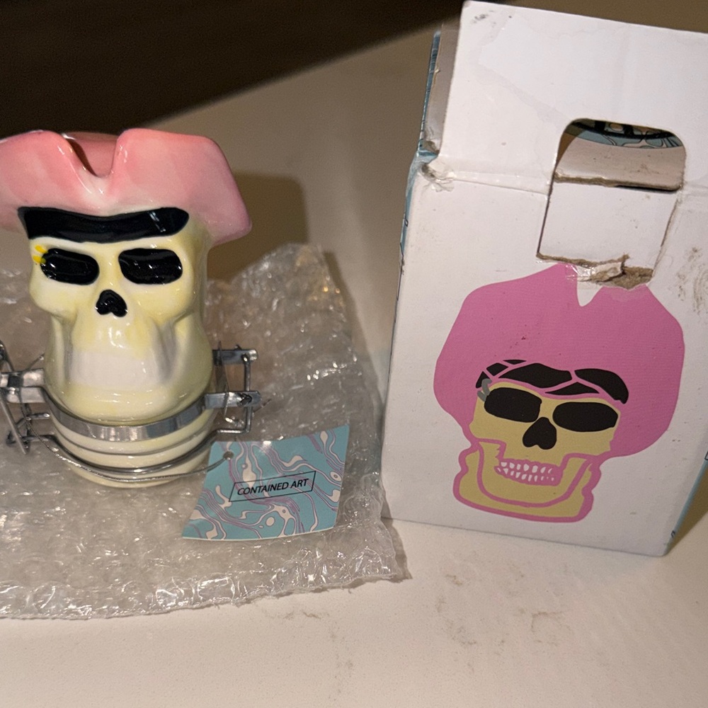 Contained Art Skull Ceramic small Stash Jar (Rare)